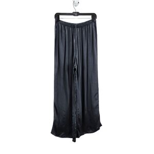 Mike & Tod Women's Flowy Wide Leg Satin Pants Dark Gray- L